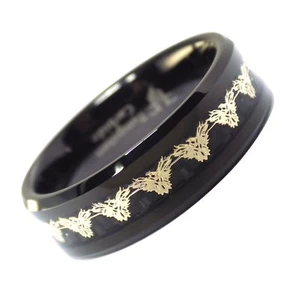 Black Tungsten Gold Phoenix Firebird Ring Mens Womens Wedding Band Sizes 5-17 - Picture 1 of 5
