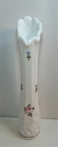 Westmoreland Hand Painted Pink Roses & Floral Milk Glass Swung Vase 9" - Picture 1 of 10