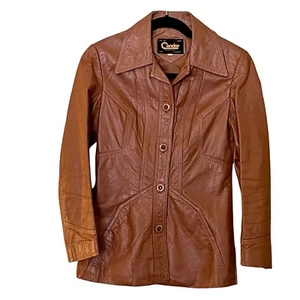 Women's Leather Brown Jacket sz 5/6 Vintage 1970s Cocoa Brown by Condor NICE - Picture 1 of 10