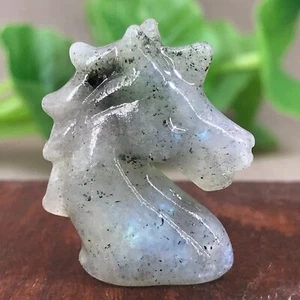 1pcs natural labradorite unicorn skull quartz crystal carved Figurines 1" - Picture 1 of 12