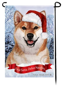 Dear Santa, Define Naughty Garden Flag - Red and White Shiba Inu 127 - Picture 1 of 1