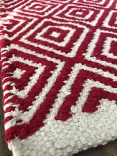Red Diamond Weave Cotton Handloom Rug 60 x 90cm