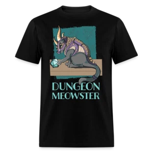Dungeon Meowster D20 Katze mit Drachenrüstung Tabletop RPG Gamer Unisex T-Shirt - Bild 1 von 9