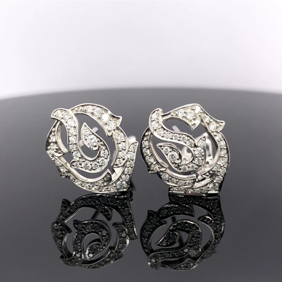 Pendientes de diamantes impecables Kat Florence de oro blanco de 18 k de 0,62 quilates D $10000 al por menor Foto 1 de 4