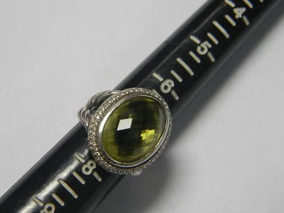 Anillo Ovalado Firma David Yurman, Cuarzo Limón, Diamantes Plata de Ley Foto 1 de 4