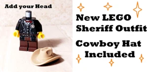 New LEGO Old West Cowboy Torso Legs Sheriff Overcoat Suede Hat Red Scarf Town - Picture 1 of 1