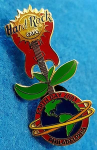PHILADELPHIA EARTH DAY PLANET SUN TREE LEAVES GUITAR 2001 Hard Rock Cafe PIN LE - Picture 1 of 1