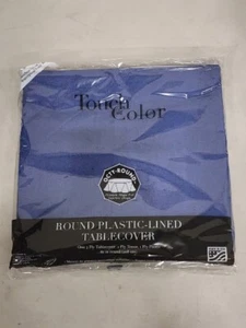 Navy Blue 3/Ply Paper-Poly Round Tablecloth 82" Tableware Supplies Decorations - Picture 1 of 2