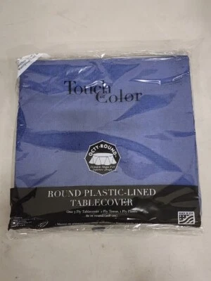 Navy Blue 3/Ply Paper-Poly Round Tablecloth 82" Tableware Supplies Decorations - Image 1 of 2