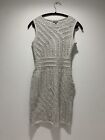 Stunning Metallic Silver Hunza Party Evening Detail Dress Vintage - Medium