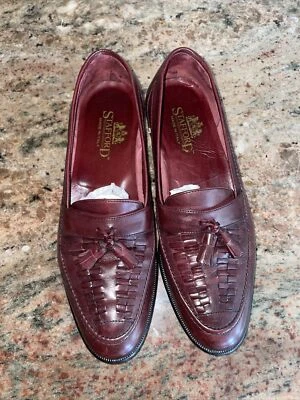 Stafford Made-n-Italy Woven maroon Slip-On Loafers with Tassels Men Size US 9 D - Image 1 of 4