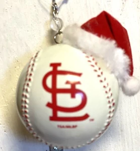 St Louis Cardinals Baseball w/Santa Hat Christmas Ornament MLB by EVERGREEN - Picture 1 of 3