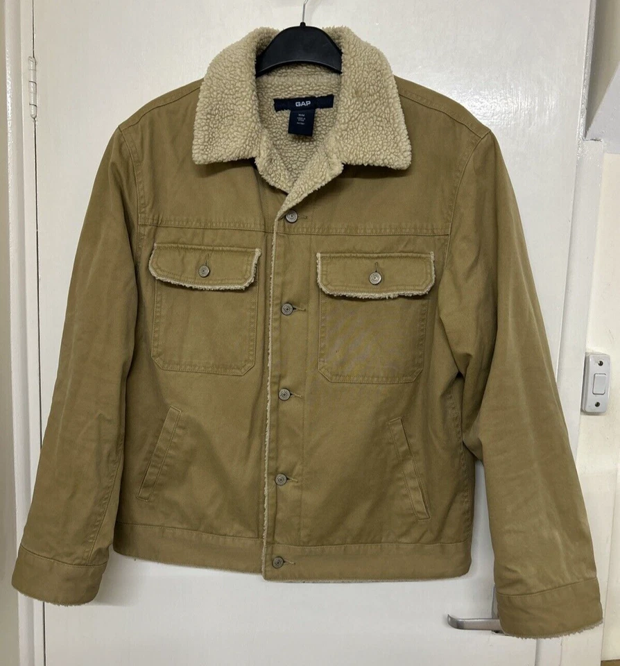 Gap Mens Trucker Jacket Sherpa Fleece Lined Beige Size Medium - Image 1 of 4