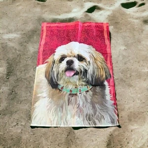 Shih Tzu Dog Puppy Red Ladybug Collar Welcome Decorative Garden Flag 29x42 New - Picture 1 of 6