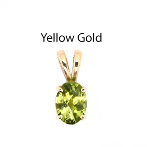 Peridot Oval 7x5mm, 0.77 Carat Pendant In 14k Yellow Gold, Ladies Gift (53628) - Picture 1 of 5