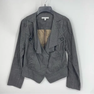 cabi Waxed Linen Moto Jacket‎ Style #901 Size XS Gray - Picture 1 of 7