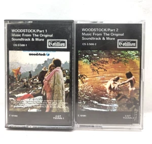 WOODSTOCK Parts 1 & 2 Music from The Original Soundtrack Cassette Tapes (F12) - Picture 1 of 6
