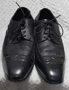Antonio Cerrelli Elite Mens Black Oxford Gator Print Dress shoes Sz 13 6779 - Picture 1 of 12