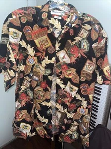 Robert Stock Mens Large Camp Cigar Short Sleeve Shirt Cubans Hawaii Habana - Picture 1 of 4