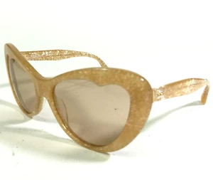 Miu Miu Sunglasses SMU 04O KAS-9N1 Gold Glitter Cat Eye Frames with Brown Lenses - Picture 1 of 11