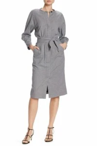 Joie Miltona Hahnentritt Baumwolle Langarm Knopfleiste Gürtel Kleid Größe 0 - Bild 1 von 9