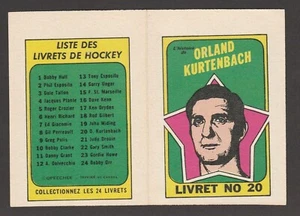 1971-72 OPC O-PEE-CHEE FOLLETOS FRANCESES # 20 ORLAND KURTENBACH 20464 - Imagen 1 de 2