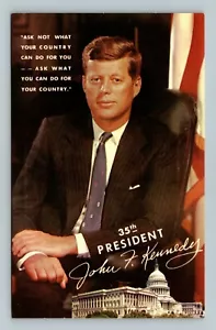 Cartolina 35° Presidente John F Kennedy famosa citazione cromata - Foto 1 di 2