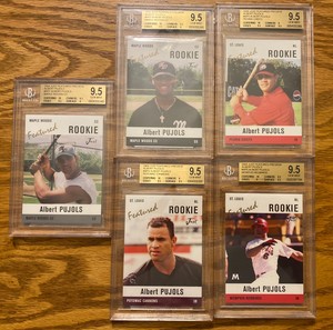 ALBERT PUJOLS 2004 ROOKIE JUST MINOR FEATURED PREVIEW AP1-5 SET BGS 9.5 GEM MINT