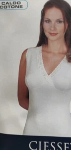 Canotta maglietta donna spalla larga con pizzo in caldo cotone - Foto 1 di 1