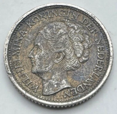 1943 Netherlands Silver (.640) 10 Cents - Ten Cents - Free Shipping - Image 1 of 4