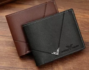 Herren Luxus Kunstleder Weich Etui Kreditkartenhalter Geldbörse Schwarz Braune - Bild 1 von 8