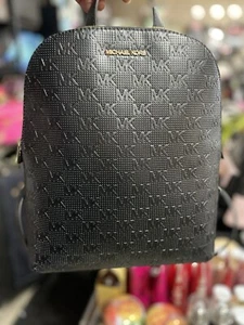 MICHAEL KORS Cindy Large Perforated Leather Backpack MK Logo NEW $378 - Picture 1 of 5