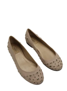 VALENTINO Shoes Women's EU 37 Leather Studs Ballerina Flat Almond Toe - Picture 1 of 12