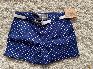 Route 66 Shorts Girls Juniors Polkadot Belted Blue White 16 - Picture 1 of 6