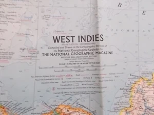 1962 NATIONAL GEOGRAPHIC SHEET MAP THE WEST INDIES - Picture 1 of 2