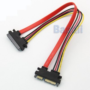 7+15 22 pin Daten Strom Kabel S-ATA SATA St/Bu Verlängerung 30 cm Neu OVP ER