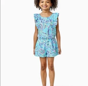 Lilly Pulitzer Judith Romper  Bermuda Blue Turtle  Size S 4-5 - Picture 1 of 11