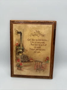 My Kitchen Prayer. Varnish Wood Plaque. Stove & Flowers Cooking Sign 8.5x6.5 In. - Picture 1 of 2