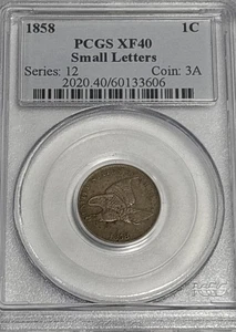 1858 Flying Eagle Cent Small Letters PCGS XF40 - Picture 1 of 6