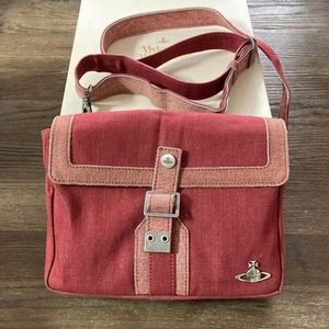 Vivienne Westwood Women's Shoulder Bag Red Silver Orb Denim Vintage Rare Ladies - Picture 1 of 8