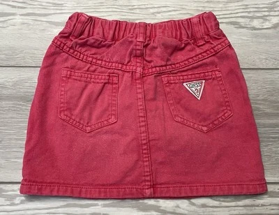 Vintage 90s Guess Girls Toddler Kids Red Denim Mini Skirt  Casual Sz 4t Retro - Image 1 of 4