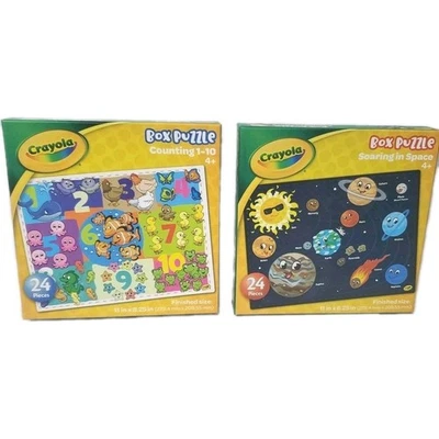 lot of 2 !!! Crayola 24pcs Box Puzzle Soaring in Space for Ages 4+ Galaxy Planet - Image 1 of 4