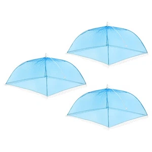 17"X17" Mesh Food Covers, 3 Pcs Collapsible Food Screen Tent Umbrella, Blue - Picture 1 of 6