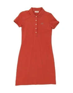 LACOSTE Womens Slim Fit Polo Dress Size 34 Small Red Cotton DE38 - Picture 1 of 3