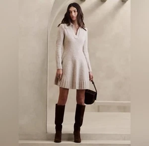 NWT Banana Republic Sweater Dress Oatmeal Wool Yak Hair Blend Sz XL - Picture 1 of 14