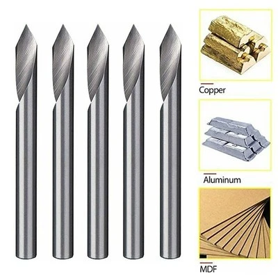5x 60 Deg V-Groove Engraving Tool Flat-Bottom CNC Spiral Router Bits 1/8 Shank - Image 1 of 4