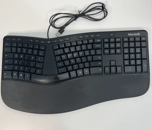 Teclado ergonómico Microsoft LXM-00001 modelo 1878 con cable USB 2.0 negro probado - Imagen 1 de 5