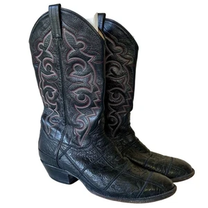 Vintage Panhandle Slim Western Cowboystiefel Patchwork Straußenleder Schwarz 10 D - Bild 1 von 14