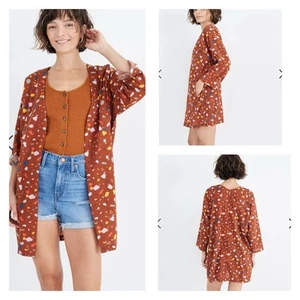 Madewell kurzer Kimono Jacke Taschen ausgefallen leicht Bohemian Artsy Gr. S - Bild 1 von 8