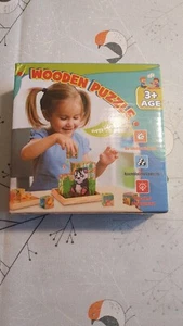 Wooden Jigsaw Puzzles for Toddlers, 6 In 1 Animal Puzzle 3D Wooden Cube Blocks - Picture 1 of 7